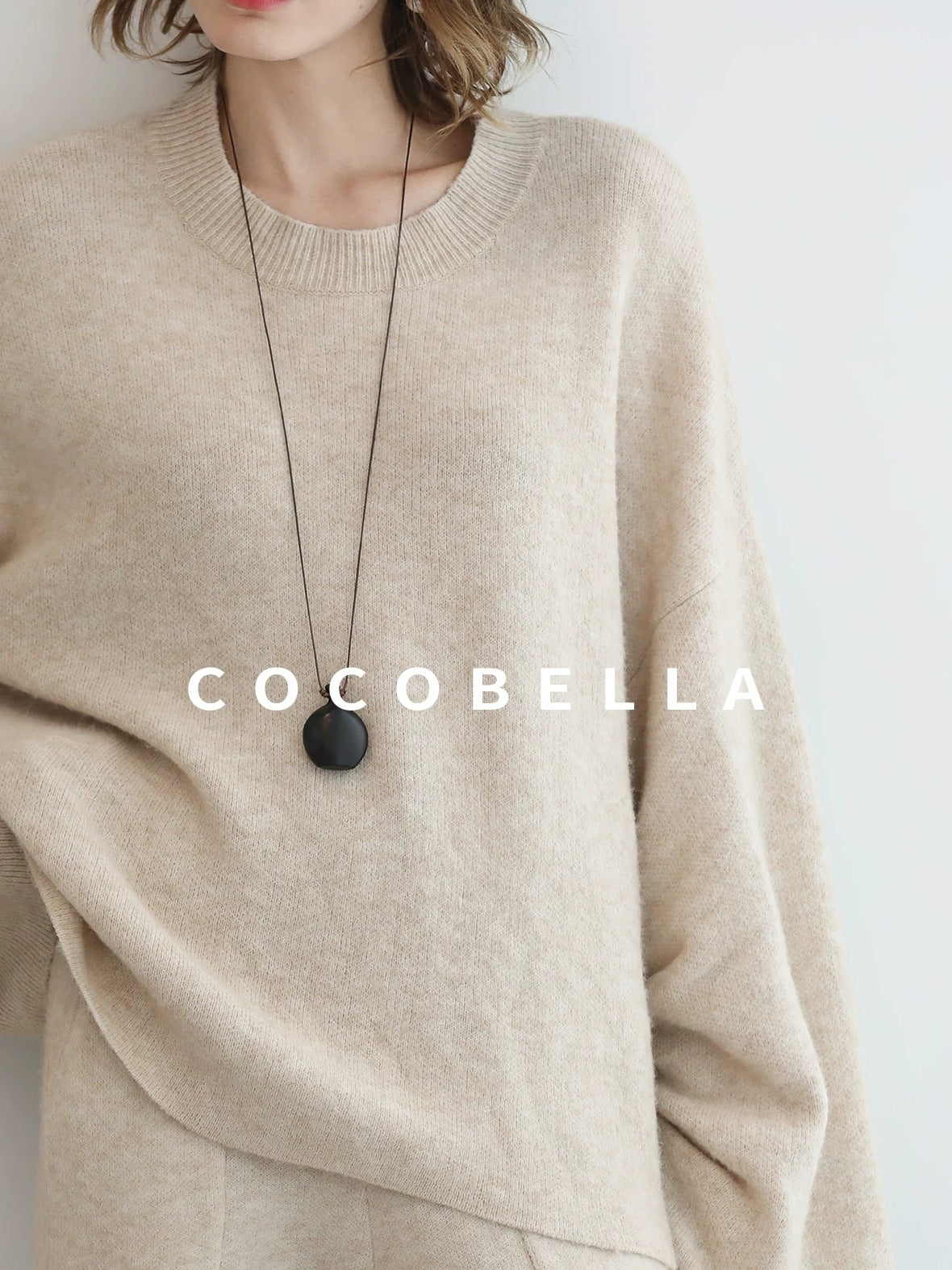 COCOBELLA Soft Acrylic Blend Sweet Loose Ruched Detail Women Crew Neck Knit Sweater