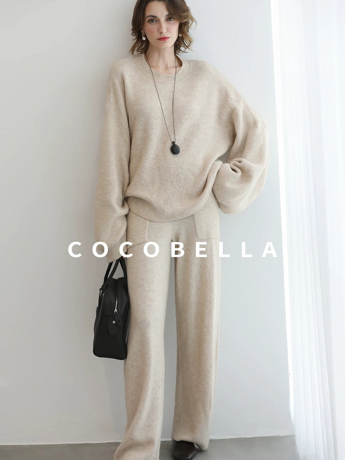 COCOBELLA Soft Acrylic Blend Sweet Loose Ruched Detail Women Crew Neck Knit Sweater