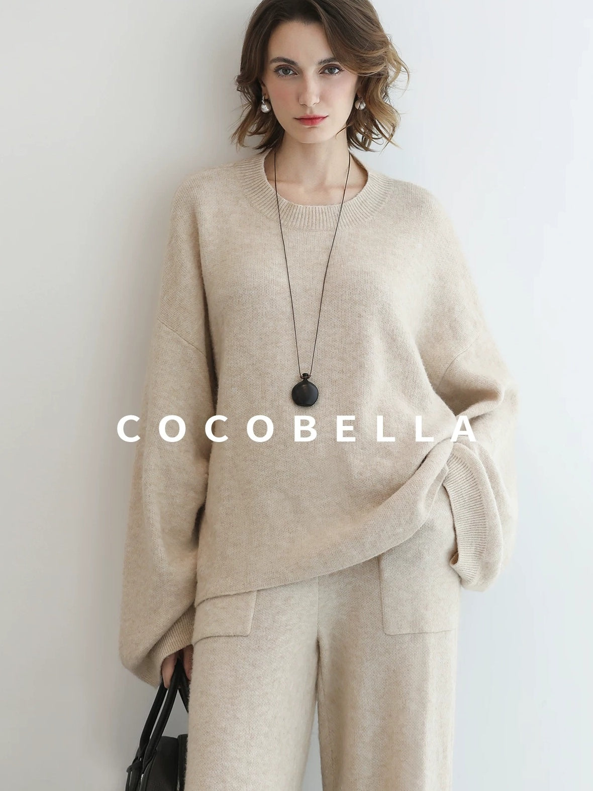 COCOBELLA Soft Acrylic Blend Sweet Loose Ruched Detail Women Crew Neck Knit Sweater