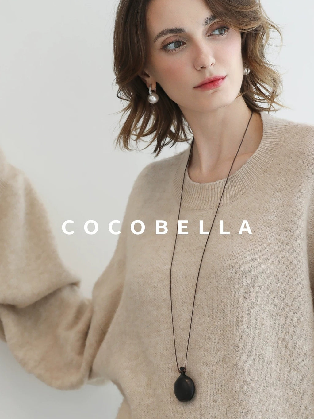 COCOBELLA Soft Acrylic Blend Sweet Loose Ruched Detail Women Crew Neck Knit Sweater