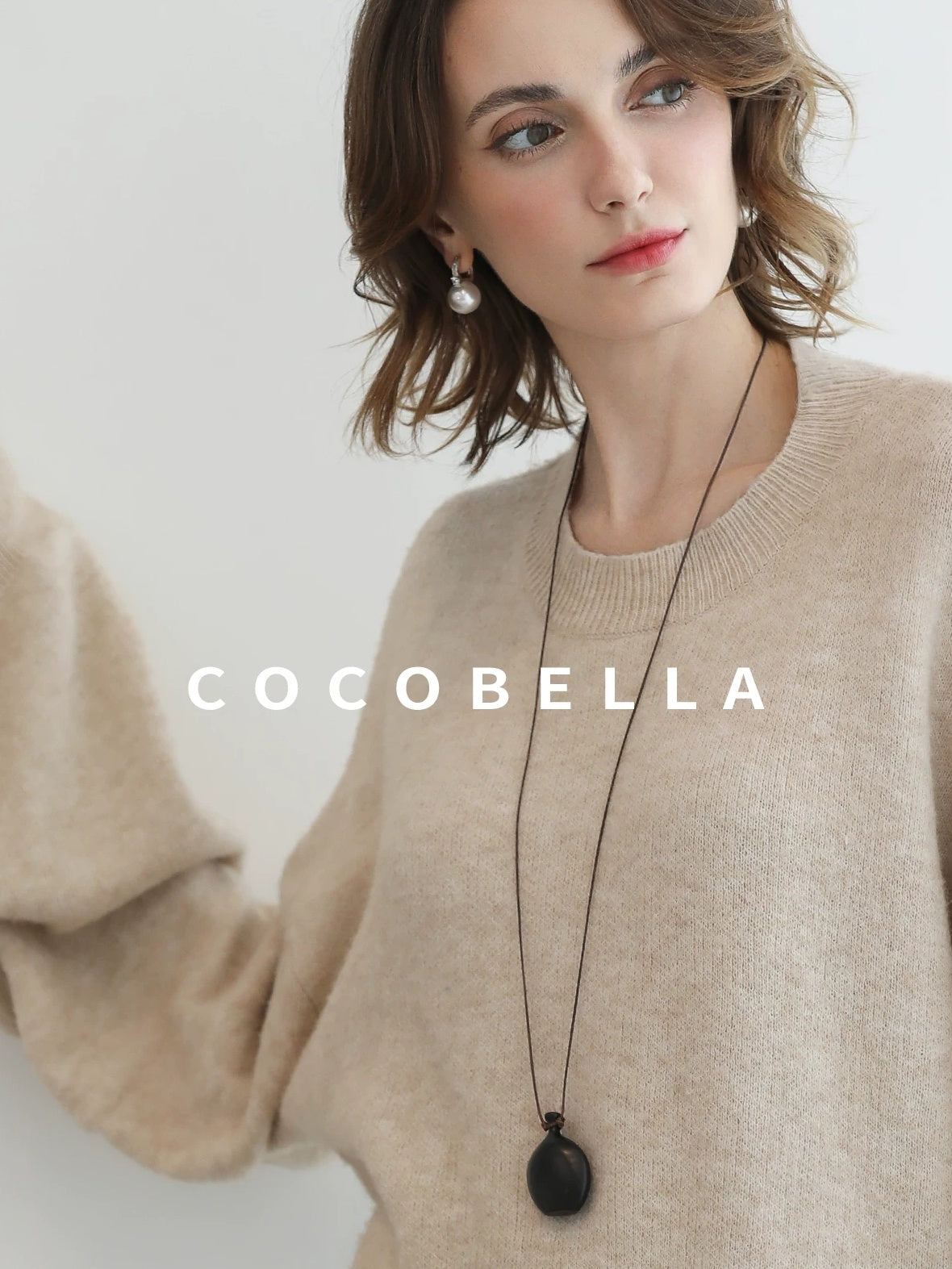 COCOBELLA Soft Acrylic Blend Sweet Loose Ruched Detail Women Crew Neck Knit Sweater