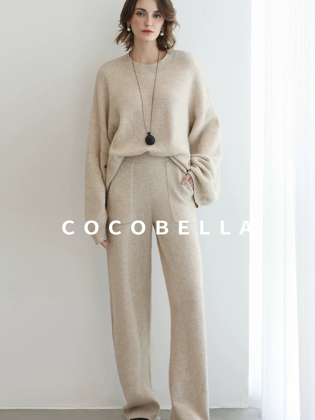 COCOBELLA Soft Acrylic Blend Sweet Loose Ruched Detail Women Crew Neck Knit Sweater