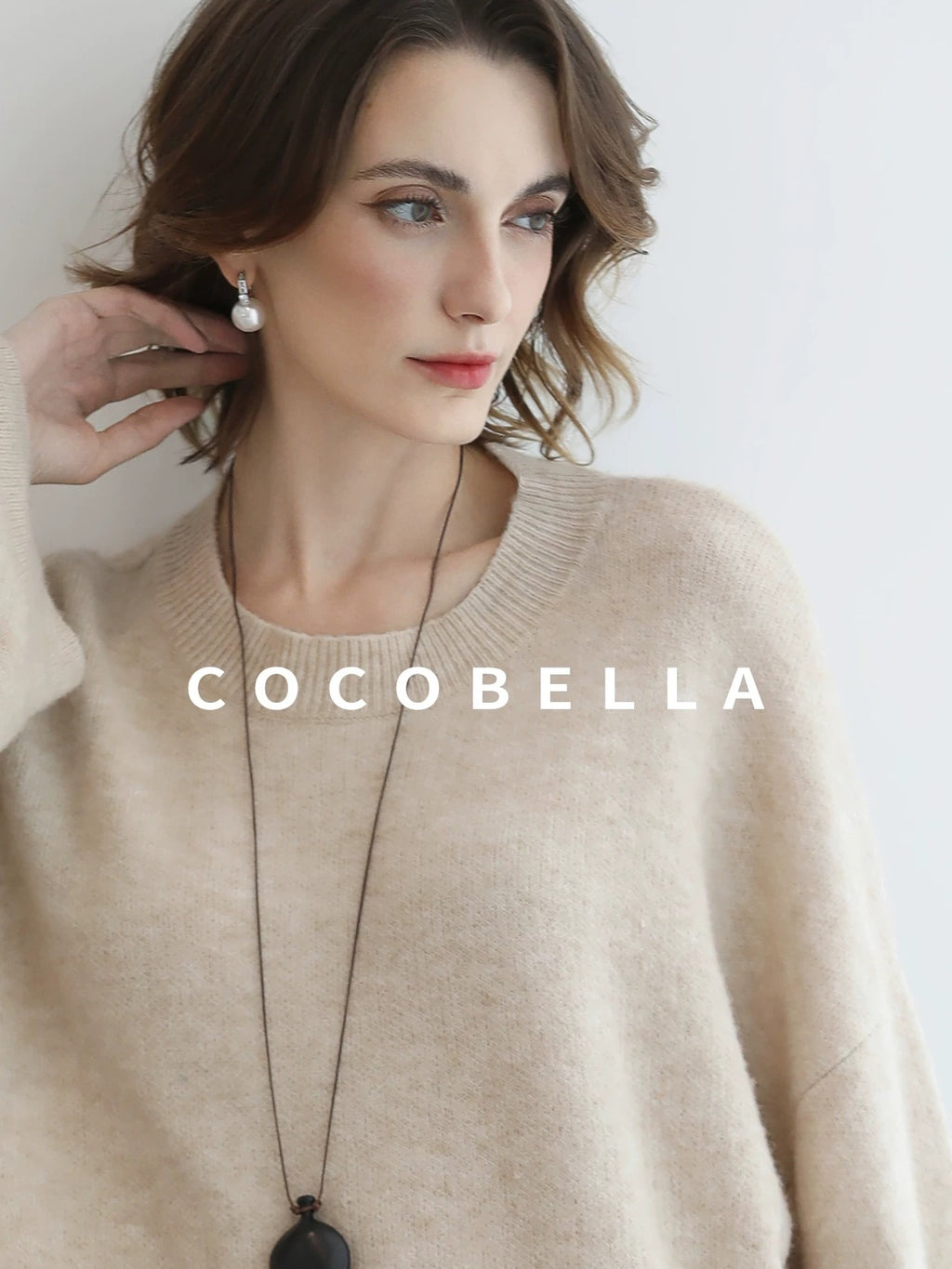 COCOBELLA Soft Acrylic Blend Sweet Loose Ruched Detail Women Crew Neck Knit Sweater