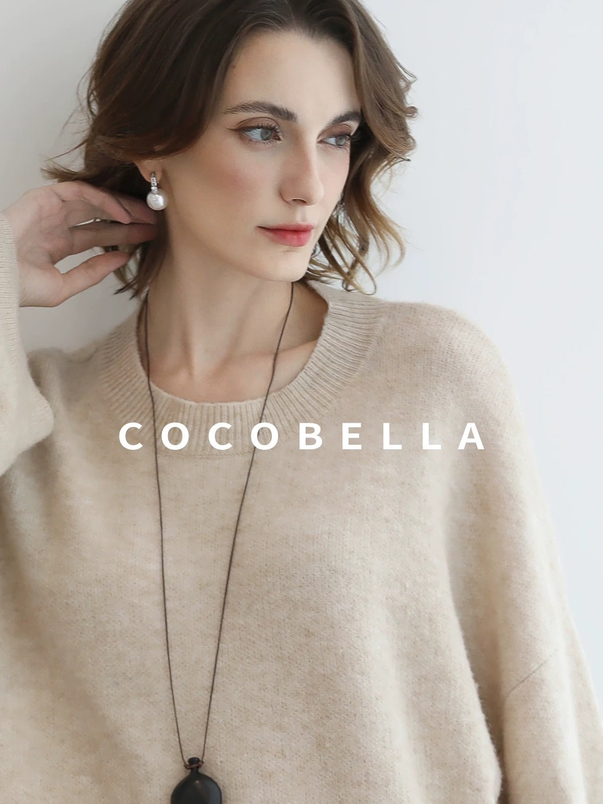 COCOBELLA Soft Acrylic Blend Sweet Loose Ruched Detail Women Crew Neck Knit Sweater