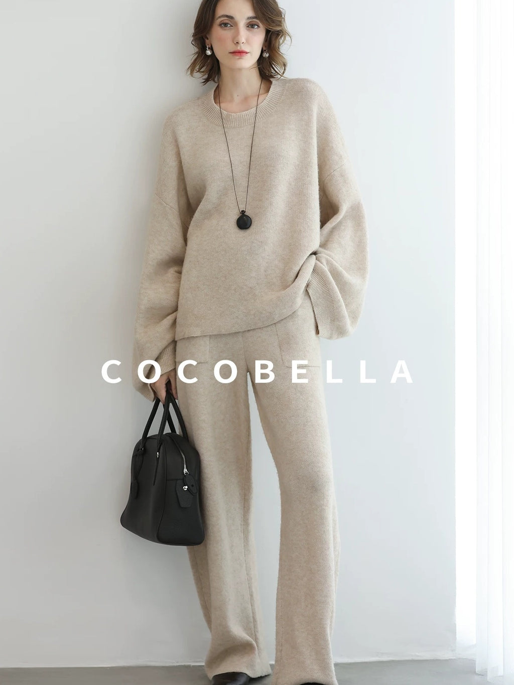 COCOBELLA Soft Acrylic Blend Sweet Loose Ruched Detail Women Crew Neck Knit Sweater