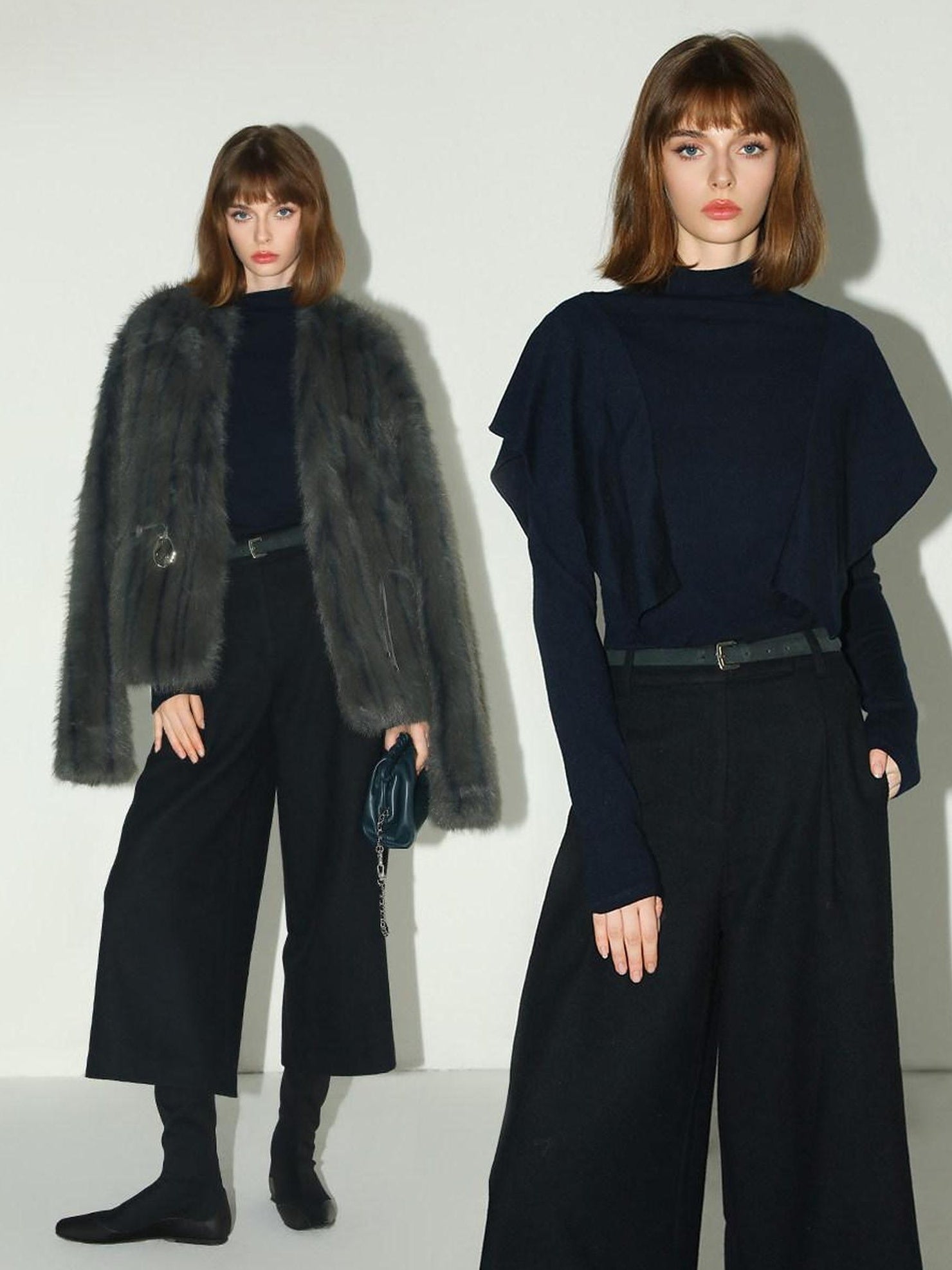 COCOBELLA Soft Acrylic Blend Turtleneck Slim Fit Faux Two Piece Ruffle Women Knit Sweater