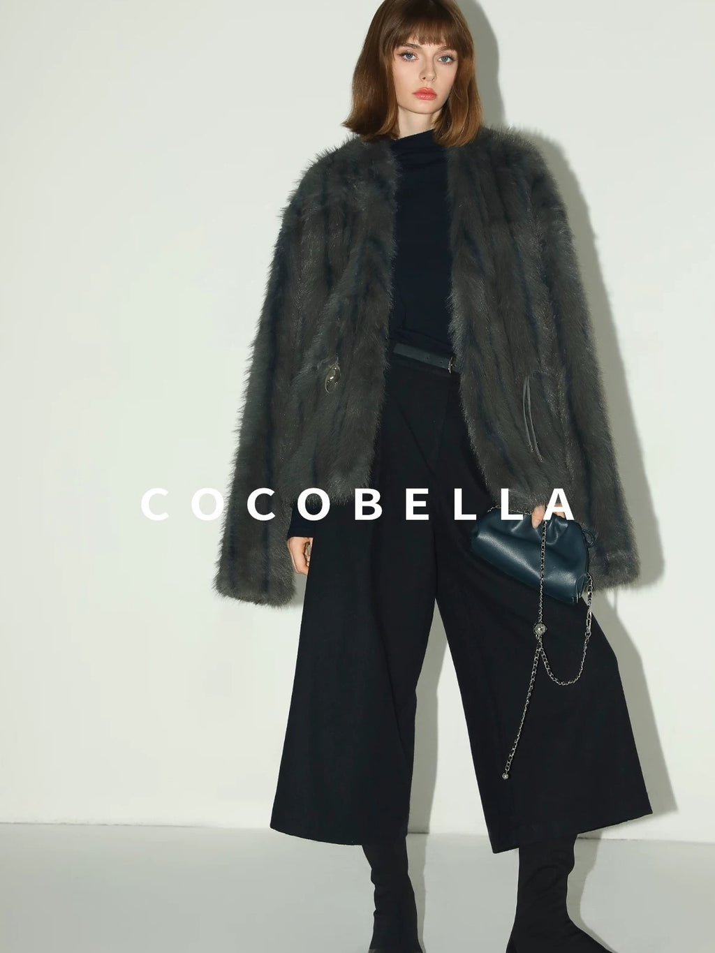 COCOBELLA Soft Acrylic Blend Turtleneck Slim Fit Faux Two Piece Ruffle Women Knit Sweater