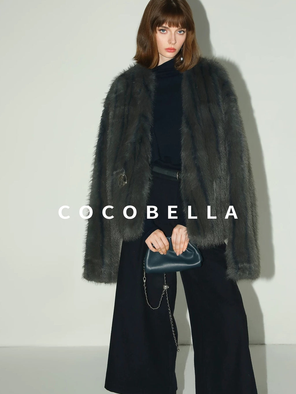 COCOBELLA Soft Acrylic Blend Turtleneck Slim Fit Faux Two Piece Ruffle Women Knit Sweater