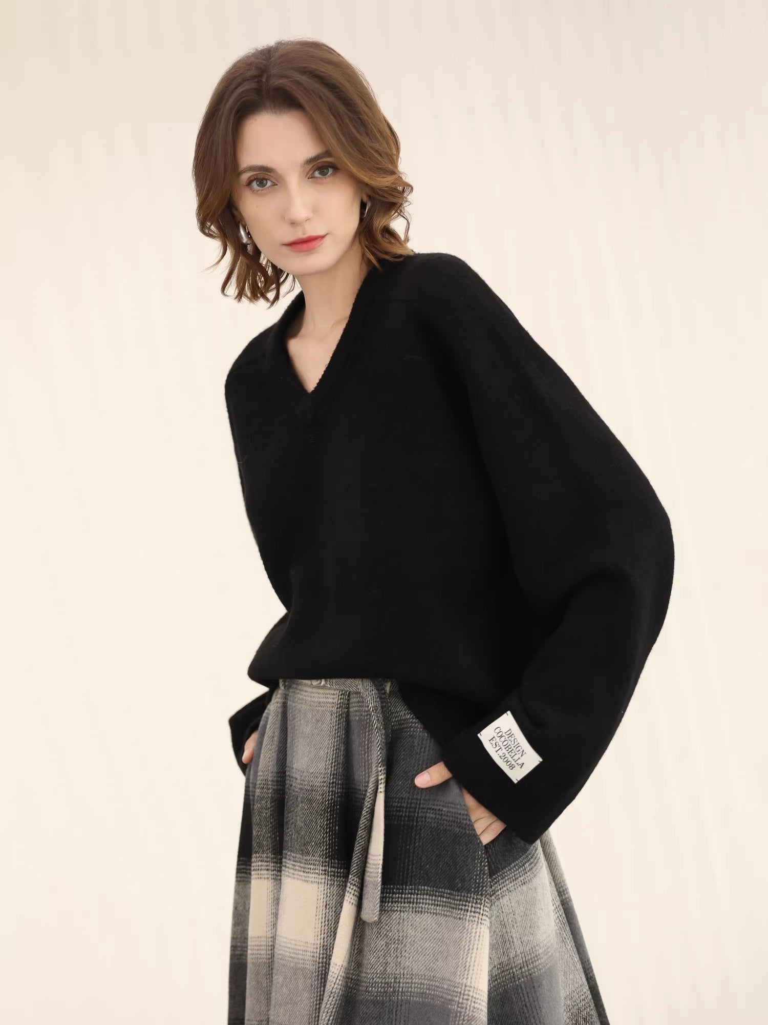 COCOBELLA_Soft_Acrylic_Blend_V_Neck_Loose_Fit_Office_Chic_Women_Knit_Sweater_MISSTT