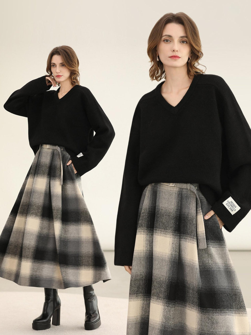 COCOBELLA Soft Acrylic Blend V Neck Loose Fit Office Chic Women Knit Sweater