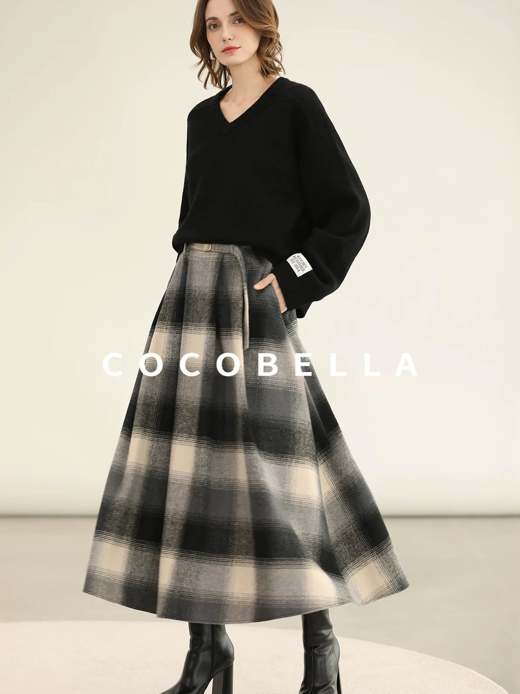 COCOBELLA Soft Acrylic Blend V Neck Loose Fit Office Chic Women Knit Sweater