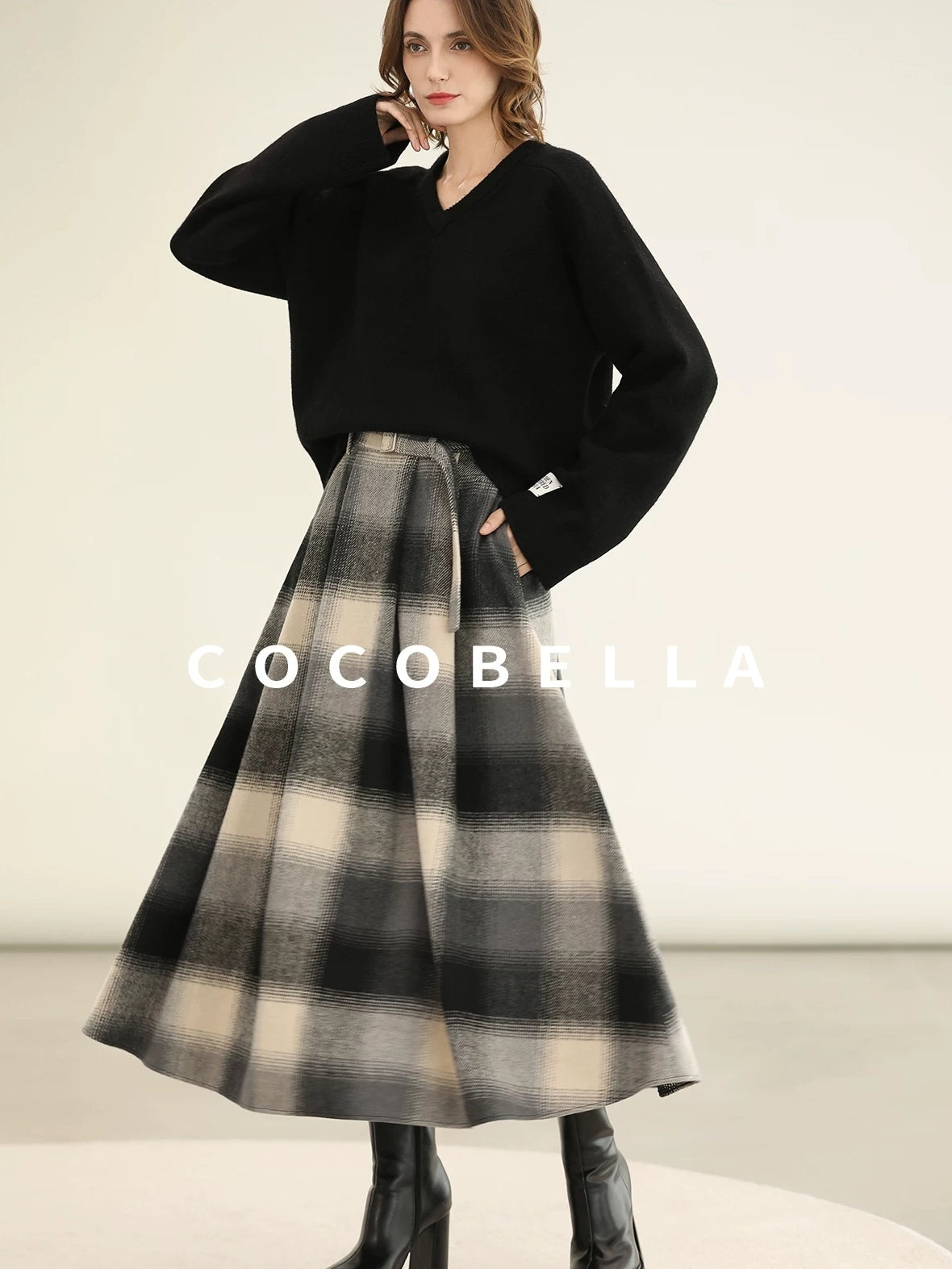 COCOBELLA Soft Acrylic Blend V Neck Loose Fit Office Chic Women Knit Sweater