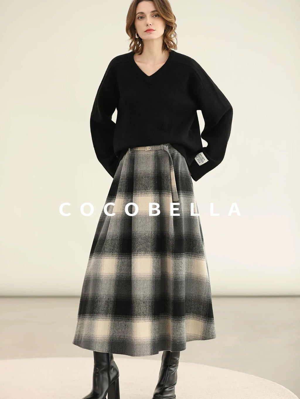 COCOBELLA Soft Acrylic Blend V Neck Loose Fit Office Chic Women Knit Sweater