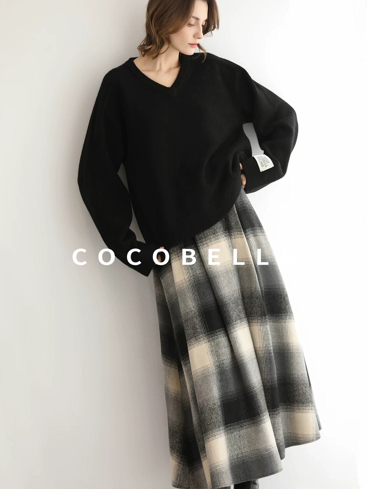 COCOBELLA Soft Acrylic Blend V Neck Loose Fit Office Chic Women Knit Sweater
