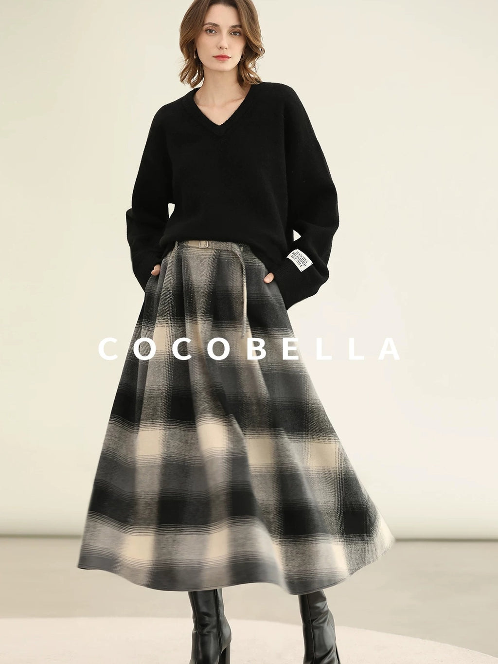 COCOBELLA Soft Acrylic Blend V Neck Loose Fit Office Chic Women Knit Sweater