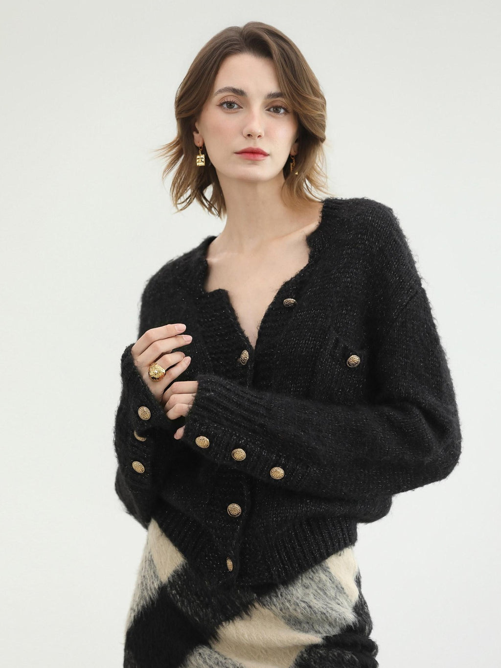 COCOBELLA Soft Acrylic Wool Blend Straight Fit Buttoned Office Cardigan Women Knit Sweater