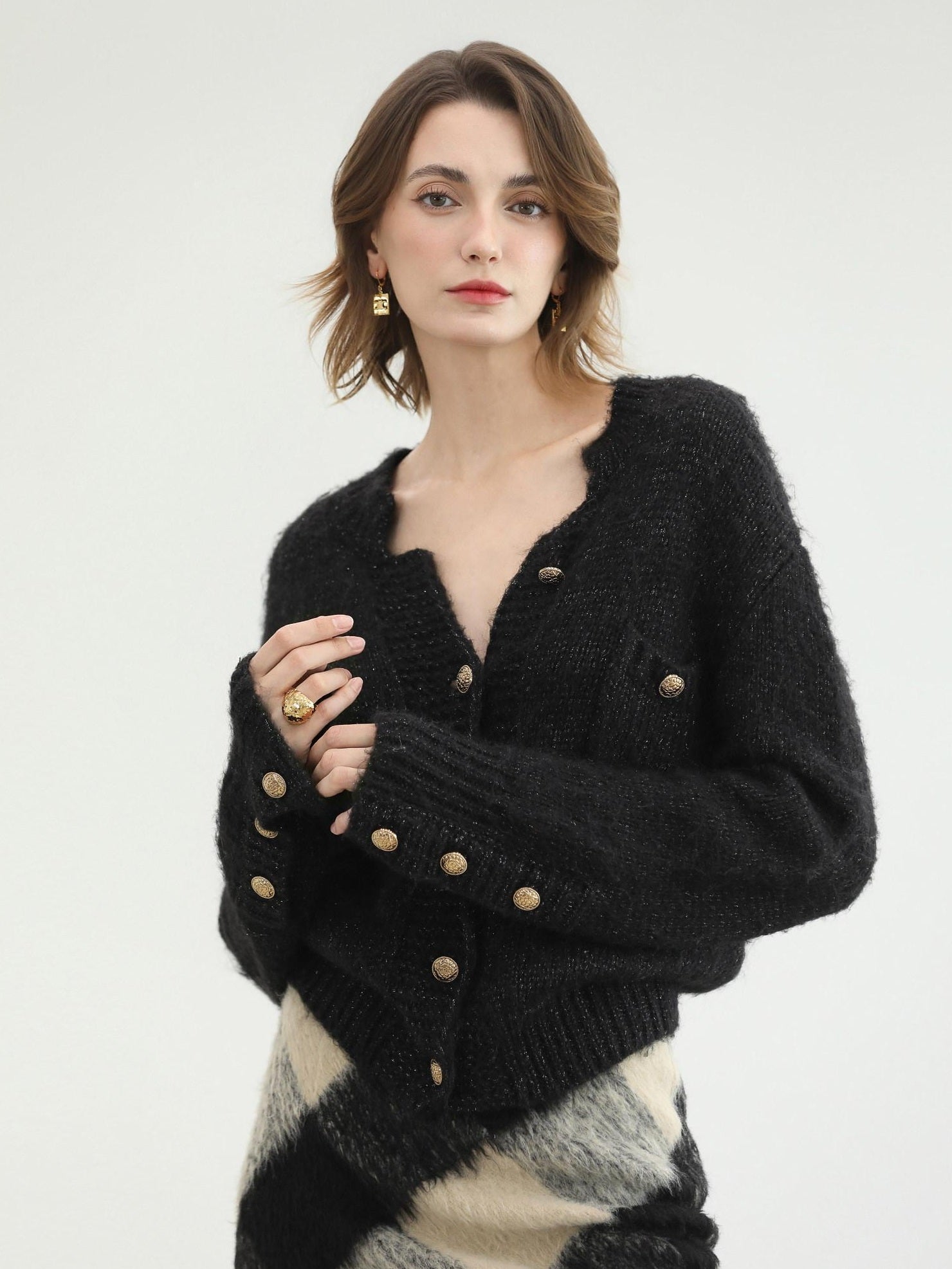 COCOBELLA Soft Acrylic Wool Blend Straight Fit Buttoned Office Cardigan Women Knit Sweater