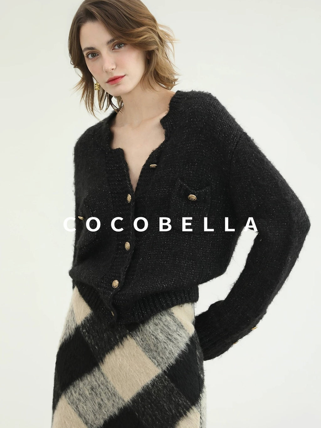 COCOBELLA Soft Acrylic Wool Blend Straight Fit Buttoned Office Cardigan Women Knit Sweater