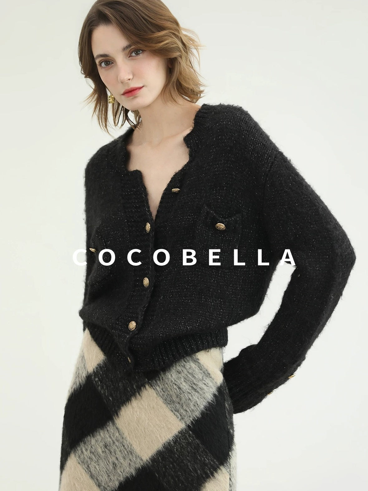 COCOBELLA Soft Acrylic Wool Blend Straight Fit Buttoned Office Cardigan Women Knit Sweater
