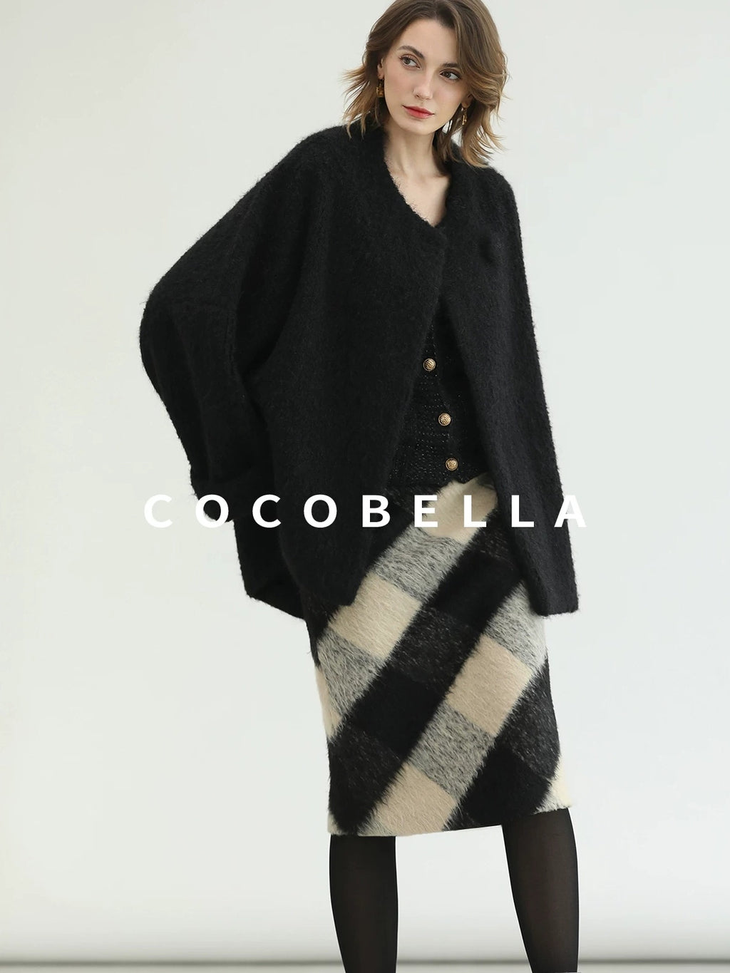 COCOBELLA Soft Acrylic Wool Blend Straight Fit Buttoned Office Cardigan Women Knit Sweater