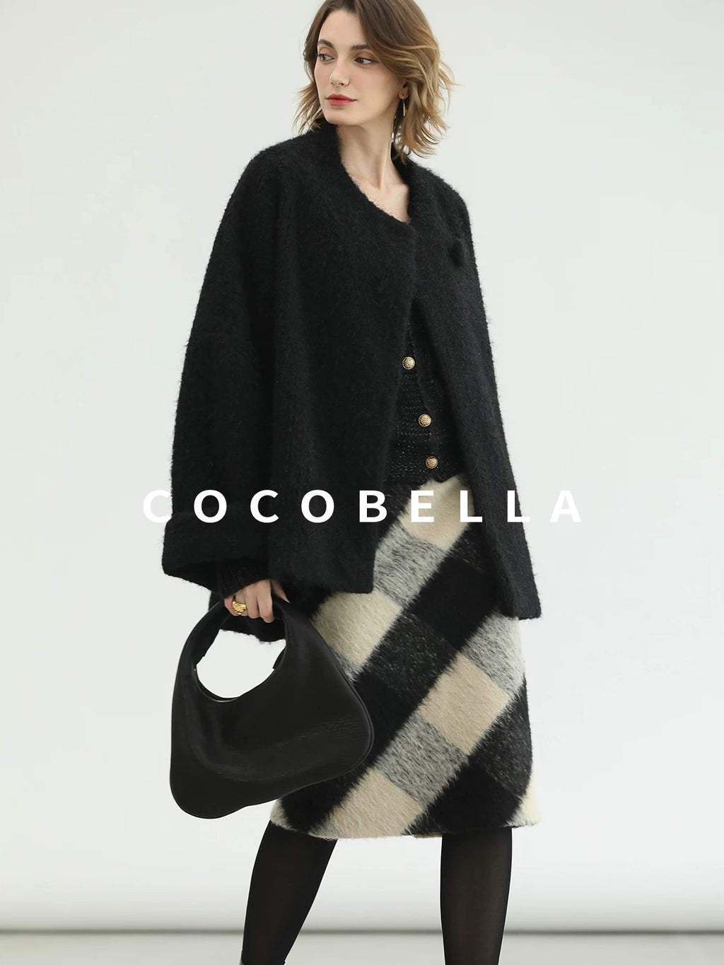 COCOBELLA Soft Acrylic Wool Blend Straight Fit Buttoned Office Cardigan Women Knit Sweater