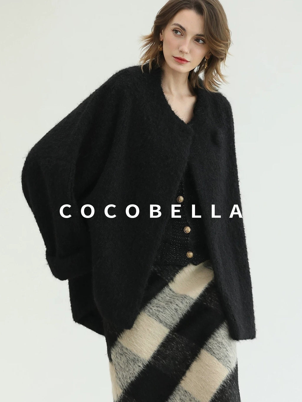 COCOBELLA Soft Acrylic Wool Blend Straight Fit Buttoned Office Cardigan Women Knit Sweater