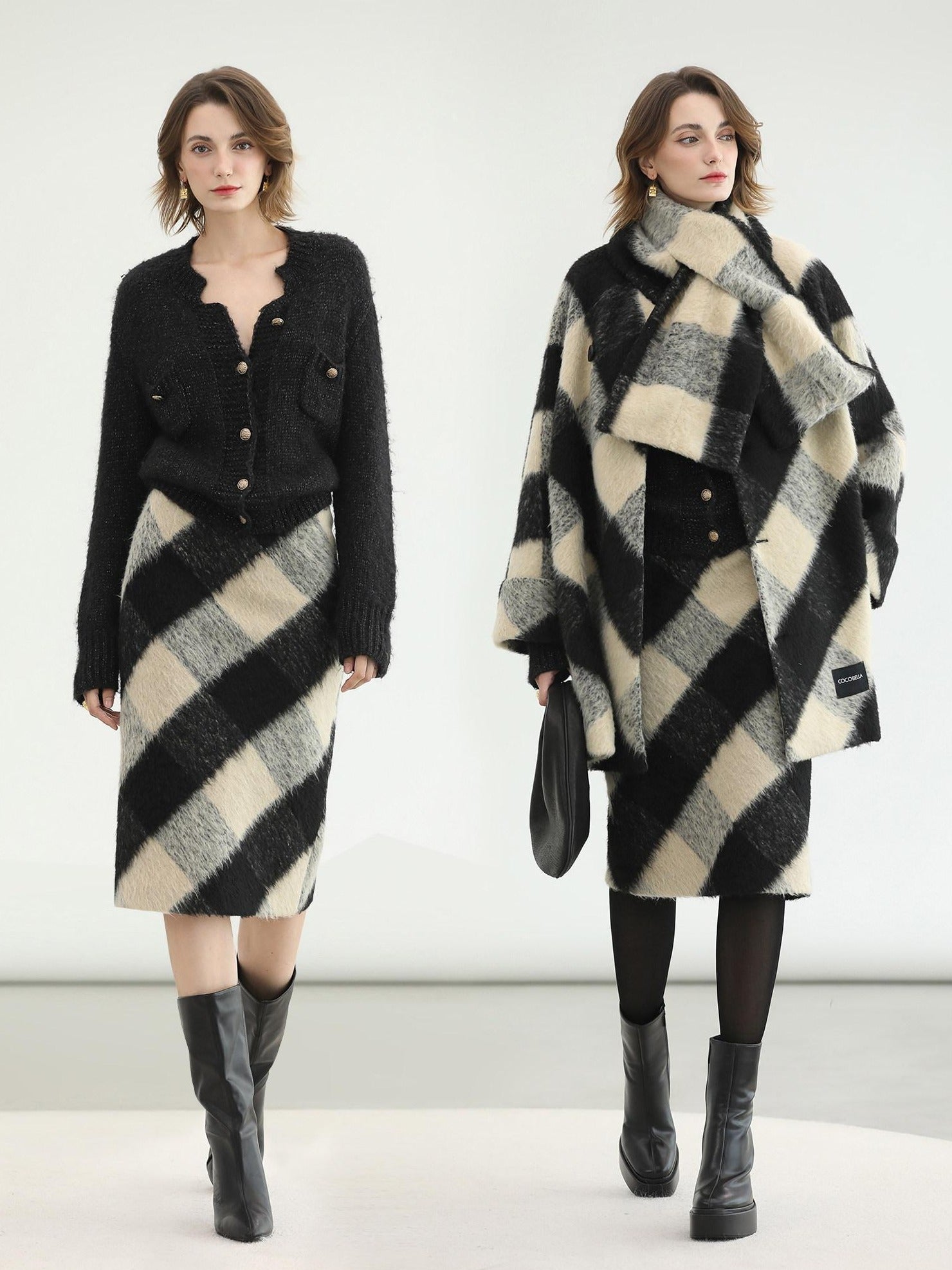 COCOBELLA Soft Acrylic Wool Blend Straight Fit Buttoned Office Cardigan Women Knit Sweater