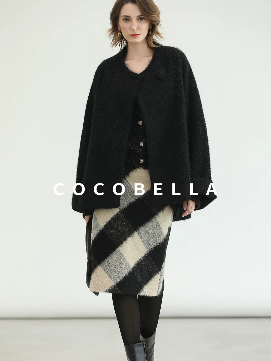 COCOBELLA Soft Acrylic Wool Blend Straight Fit Buttoned Office Cardigan Women Knit Sweater