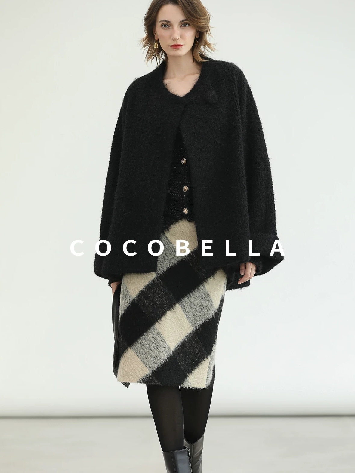 COCOBELLA Soft Acrylic Wool Blend Straight Fit Buttoned Office Cardigan Women Knit Sweater