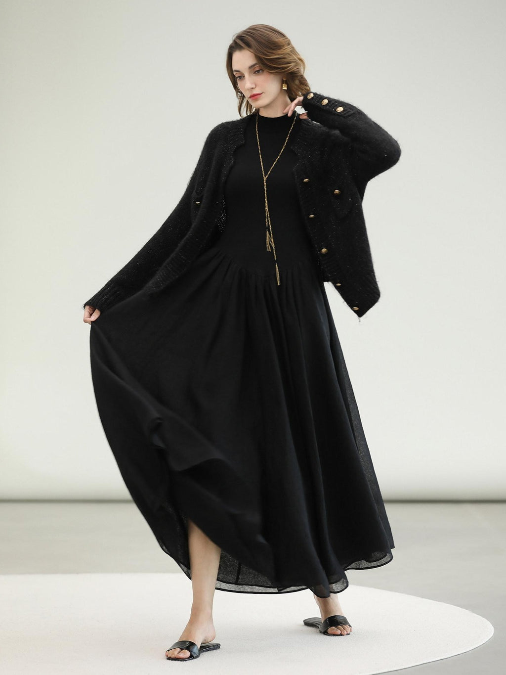 COCOBELLA Soft Acrylic Wool Blend Straight Fit Buttoned Office Cardigan Women Knit Sweater