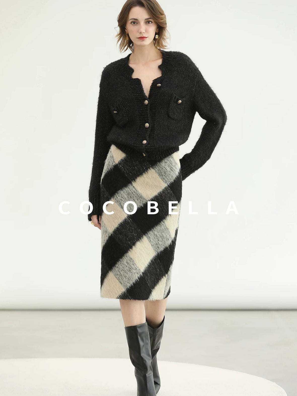 COCOBELLA Soft Acrylic Wool Blend Straight Fit Buttoned Office Cardigan Women Knit Sweater