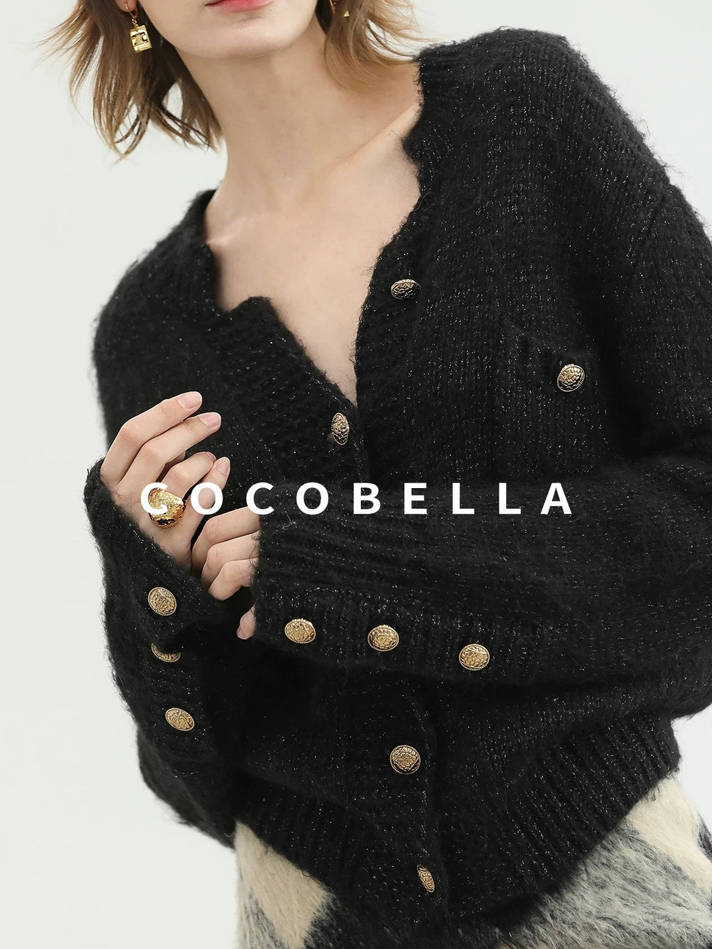 COCOBELLA Soft Acrylic Wool Blend Straight Fit Buttoned Office Cardigan Women Knit Sweater