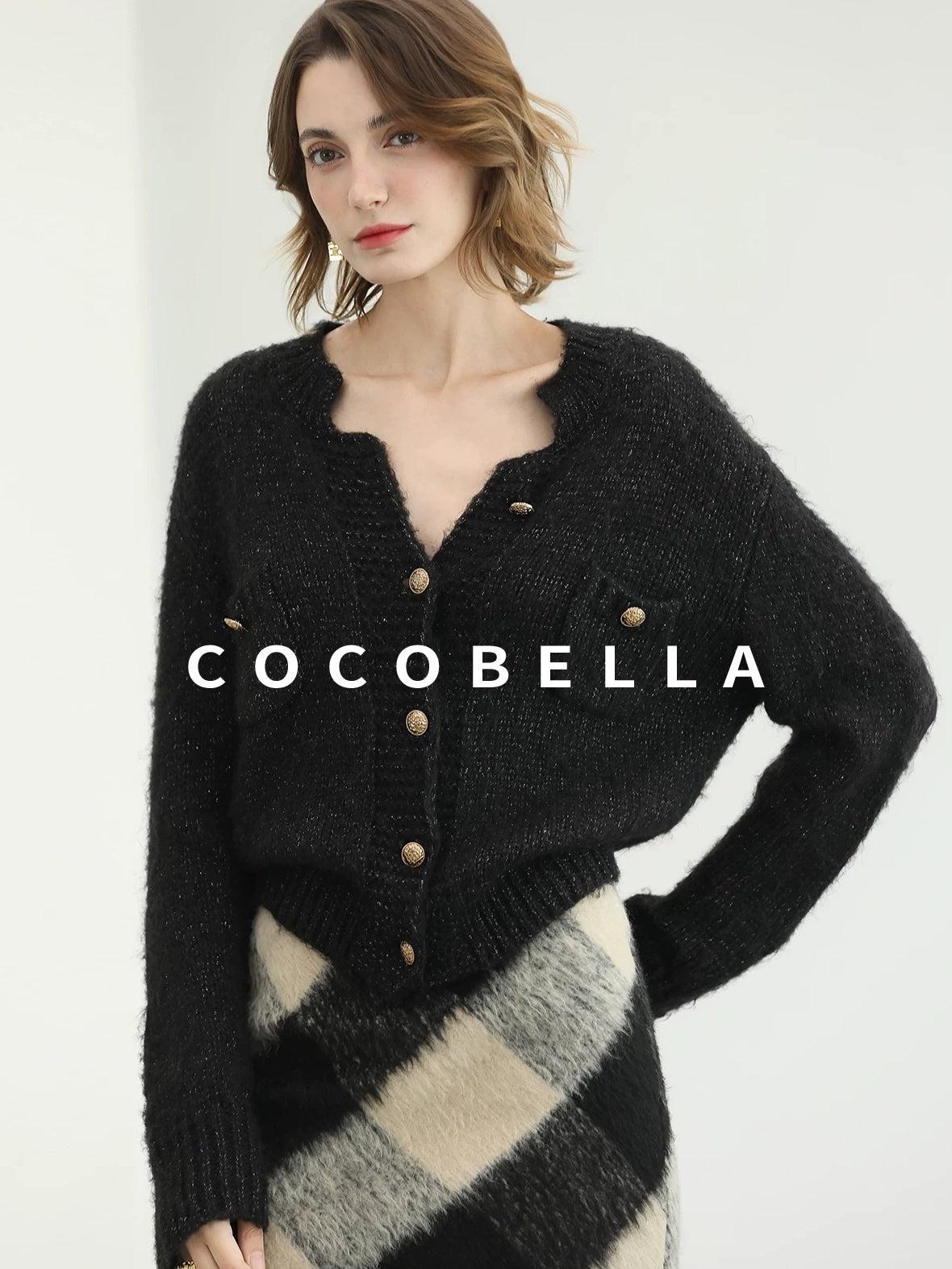 COCOBELLA Soft Acrylic Wool Blend Straight Fit Buttoned Office Cardigan Women Knit Sweater