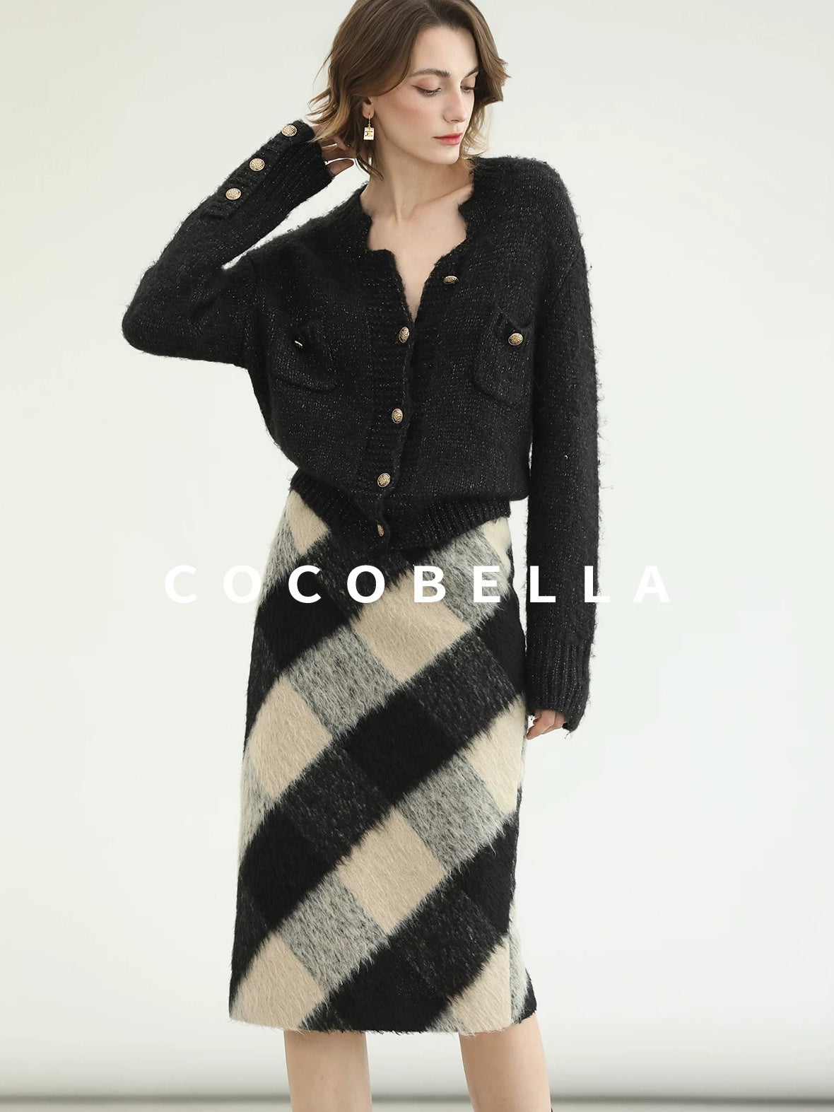 COCOBELLA Soft Acrylic Wool Blend Straight Fit Buttoned Office Cardigan Women Knit Sweater