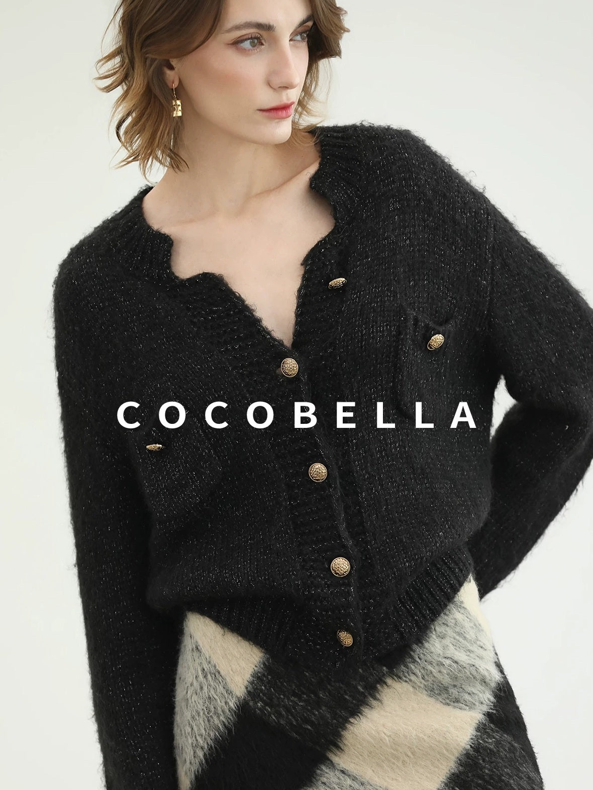 COCOBELLA Soft Acrylic Wool Blend Straight Fit Buttoned Office Cardigan Women Knit Sweater