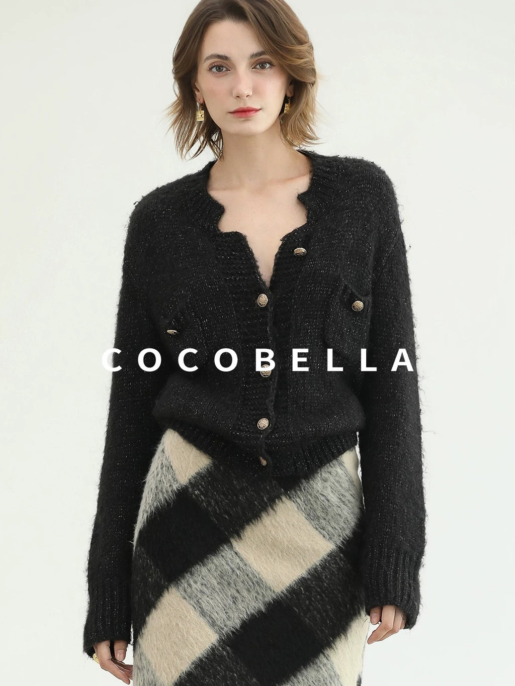 COCOBELLA Soft Acrylic Wool Blend Straight Fit Buttoned Office Cardigan Women Knit Sweater