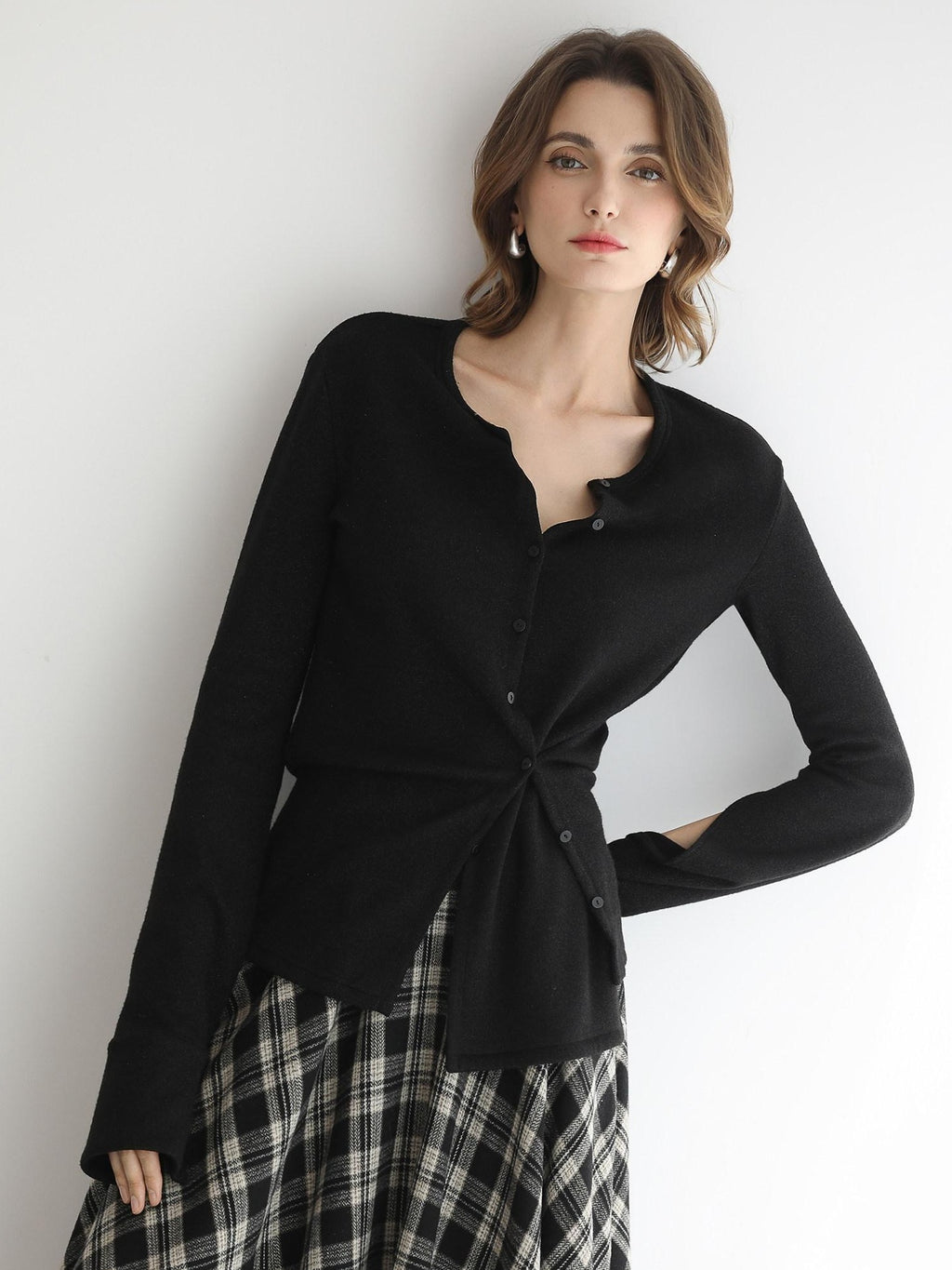 COCOBELLA Soft Asymmetric Button Cardigan Office Regular Fit Women Viscose Solid Tops