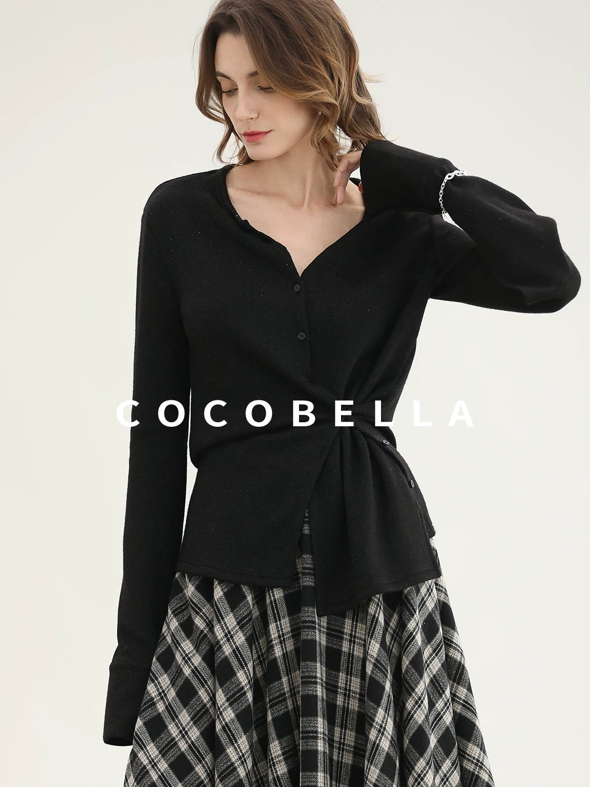 COCOBELLA Soft Asymmetric Button Cardigan Office Regular Fit Women Viscose Solid Tops
