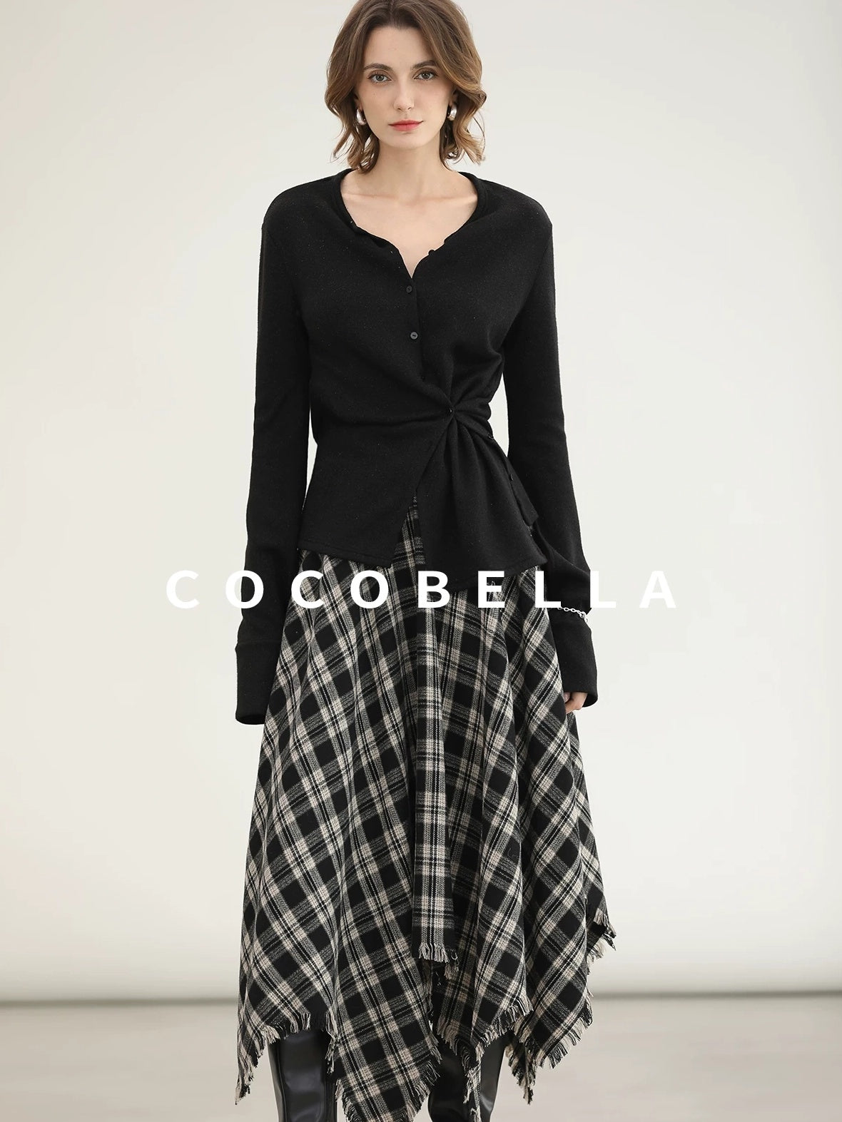 COCOBELLA Soft Asymmetric Button Cardigan Office Regular Fit Women Viscose Solid Tops