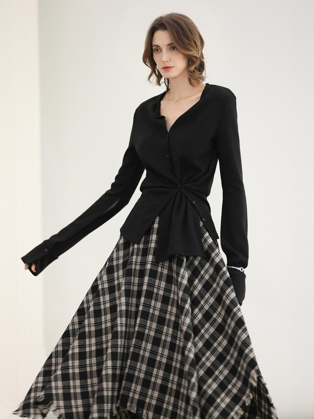 COCOBELLA Soft Asymmetric Button Cardigan Office Regular Fit Women Viscose Solid Tops