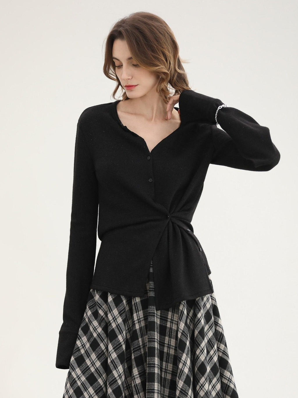 COCOBELLA Soft Asymmetric Button Cardigan Office Regular Fit Women Viscose Solid Tops