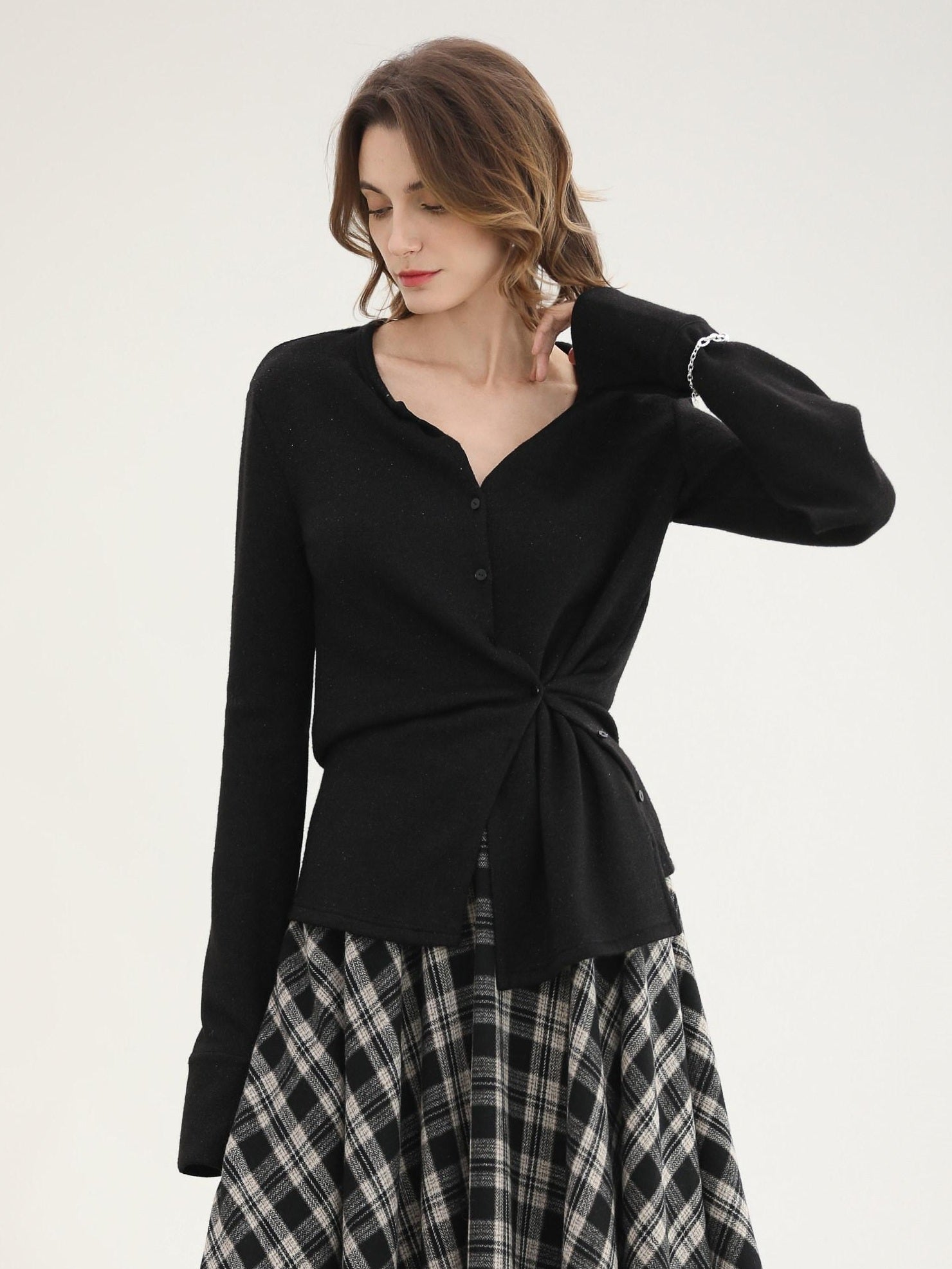 COCOBELLA Soft Asymmetric Button Cardigan Office Regular Fit Women Viscose Solid Tops