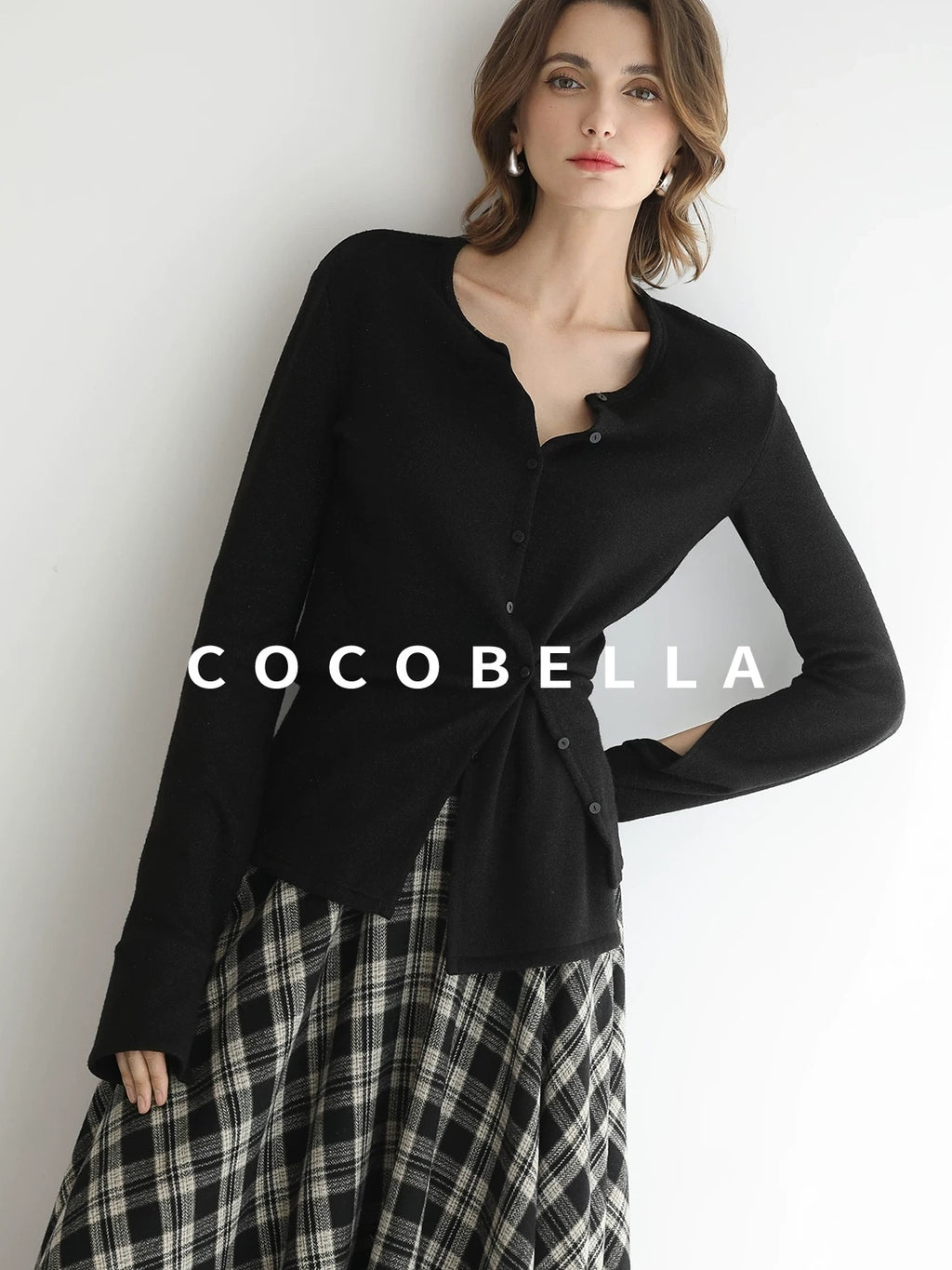 COCOBELLA Soft Asymmetric Button Cardigan Office Regular Fit Women Viscose Solid Tops