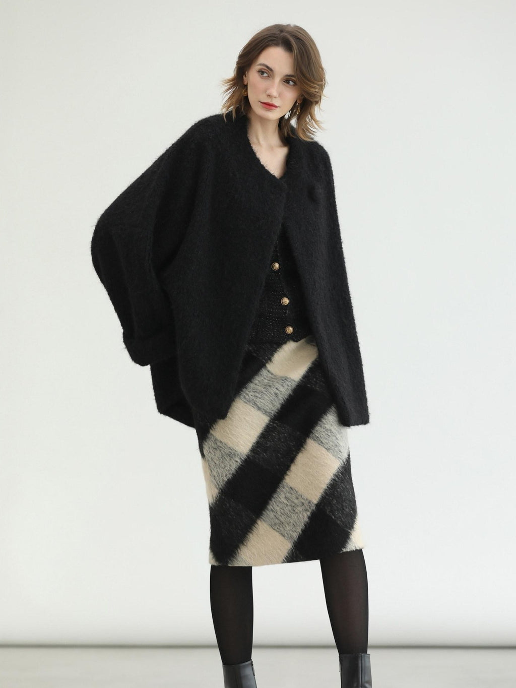 COCOBELLA Soft Brushed Polyester Back Slit Side Zipper Midi Straight Women Skirts