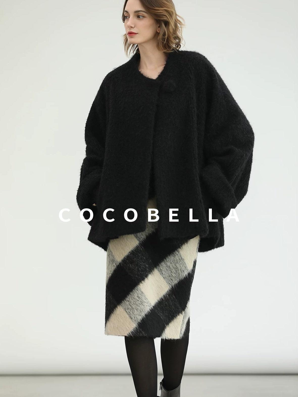 COCOBELLA Soft Brushed Polyester Back Slit Side Zipper Midi Straight Women Skirts