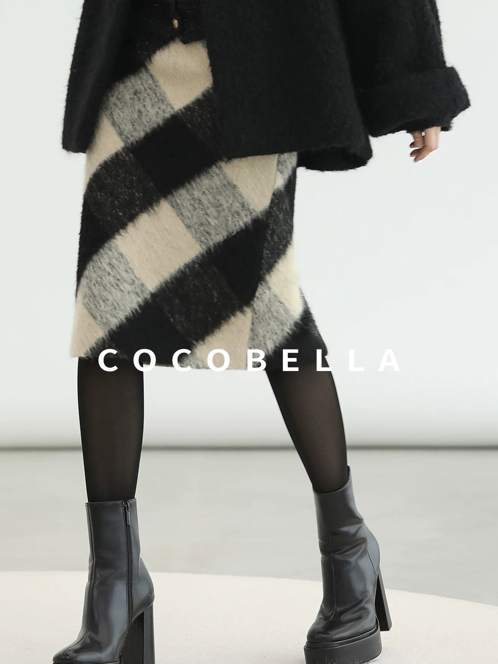 COCOBELLA Soft Brushed Polyester Back Slit Side Zipper Midi Straight Women Skirts