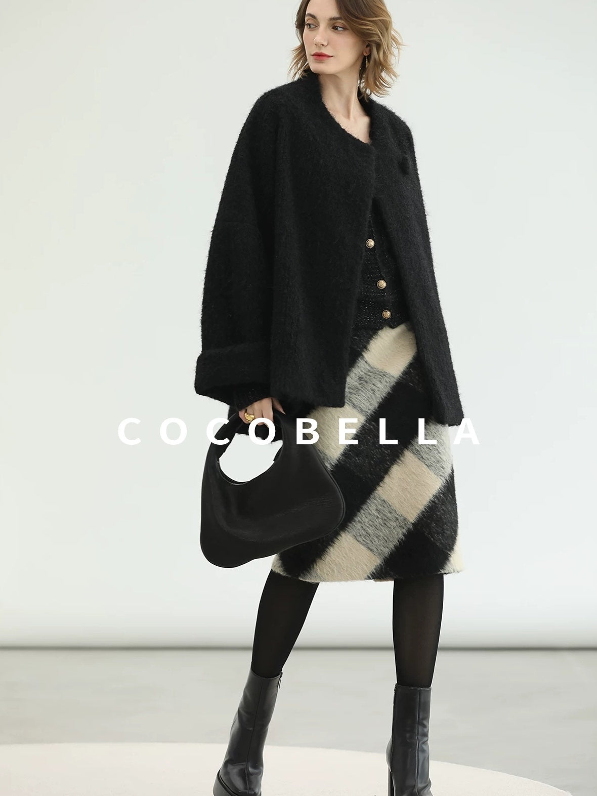 COCOBELLA Soft Brushed Polyester Back Slit Side Zipper Midi Straight Women Skirts