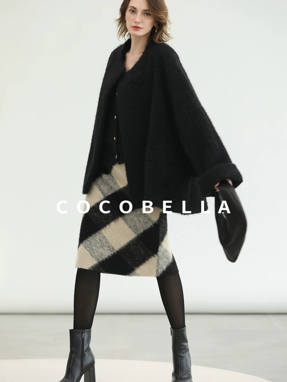 COCOBELLA Soft Brushed Polyester Back Slit Side Zipper Midi Straight Women Skirts