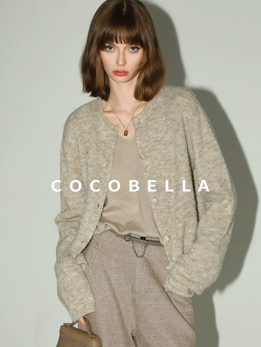 COCOBELLA Soft Buttoned Straight Fit Casual Round Neck Long Sleeve Women Knit Sweater