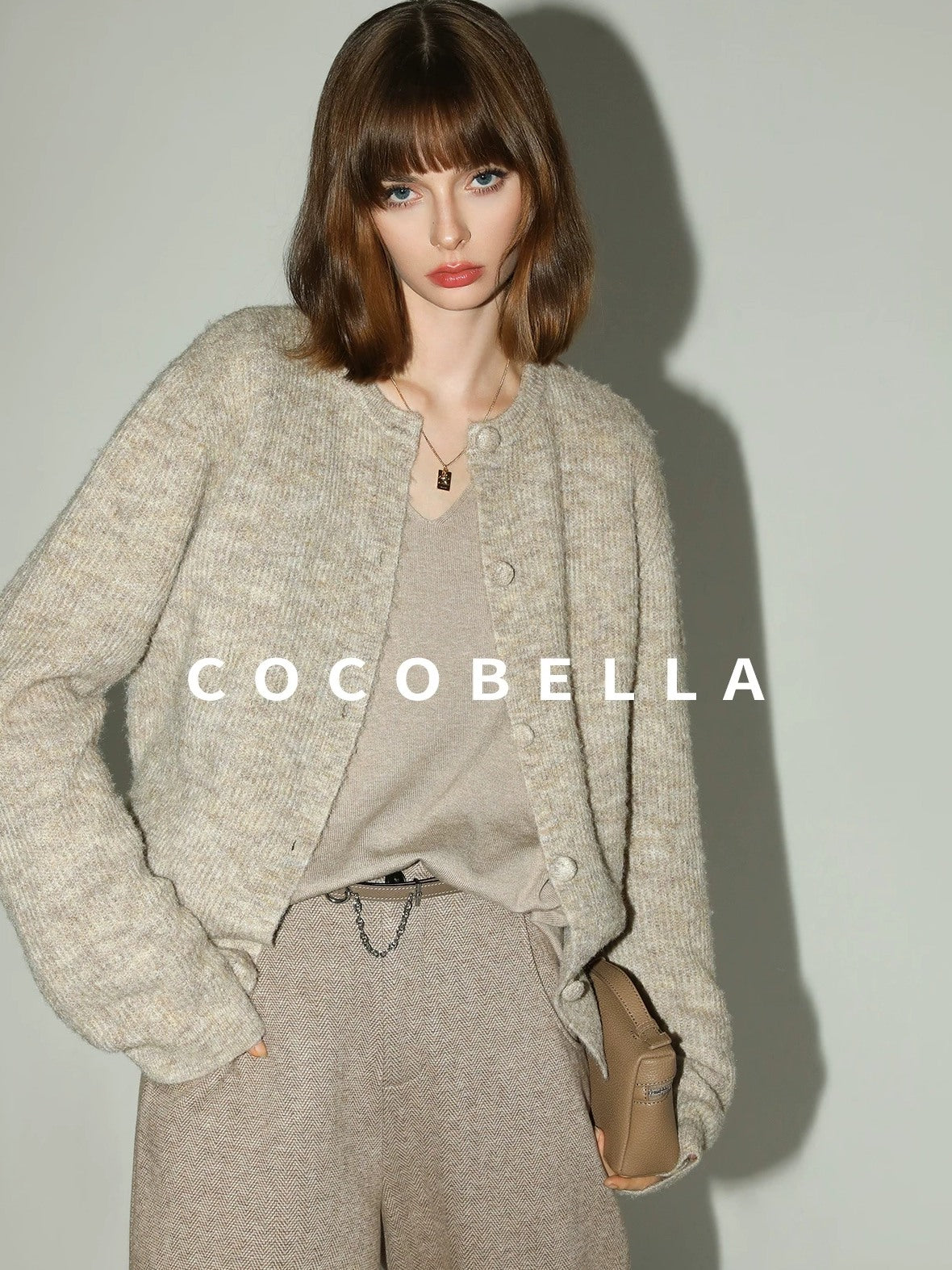 COCOBELLA Soft Buttoned Straight Fit Casual Round Neck Long Sleeve Women Knit Sweater